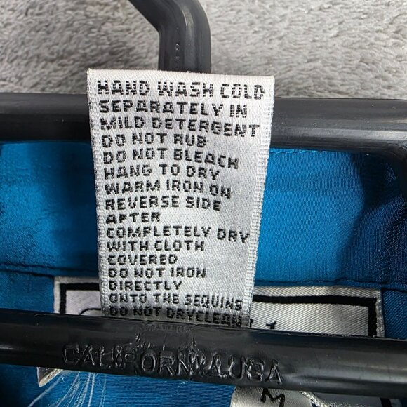 Womens Diane Gilman Blue & Yellow 100% Silk Blouse Button Up Long Sleeve Size M - Picture 6 of 7